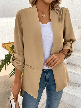 Casual Adjustable Sleeve Plain Blazer 3 Casual Adjustable Sleeve Plain Blazer - Image 3