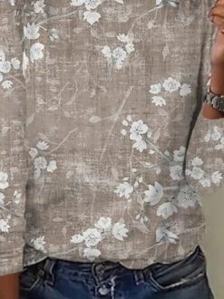 Vintage Floral Crew Neck Casual Loose Jersey H-Line Long Sleeve T-Shirt -Zolucky Sales Store 7aa1136e261a5cbc924f6408817ed2ef