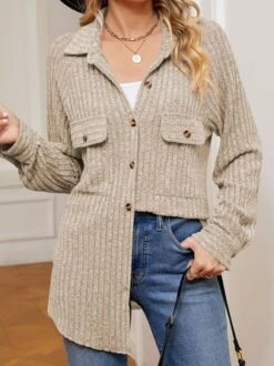 Casual Plain Shawl Collar Loose Jacket -Zolucky Sales Store 7ab6ce3953b5229bd4bfab7ace50d6c4