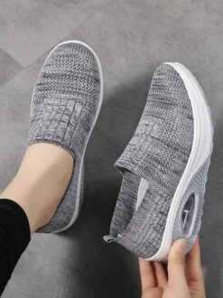Breathable Air Cushion Platform Slip On Flyknit Sneakers -Zolucky Sales Store 7bd83fd7380ae0f30041af54bd59ba58