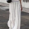 Loose Elegant Commuting Striped Maxi Skirt