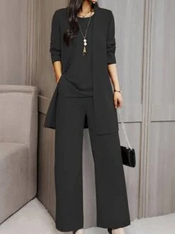 Casual Plain Jersey H-Line Long Sleeve Matching Outfit -Zolucky Sales Store 7bdfc9c582e53dc30e5fa445d039cb8d