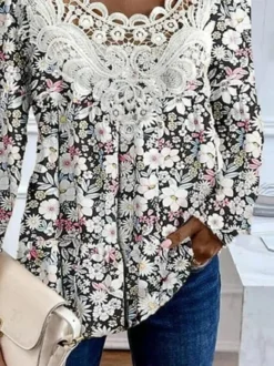 Lace Floral Casual Loose Shirt -Zolucky Sales Store 7c706d23739e216aadb4f4e42fa7e268