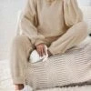Casual Plain Fluff/Granular Fleece Fabric Two-Piece Set
