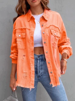 Shawl Collar Casual Ripped Jacket -Zolucky Sales Store 7dd32dd8827b6862764fa8504098992d