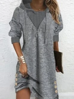 Color Block V Neck Casual Dress