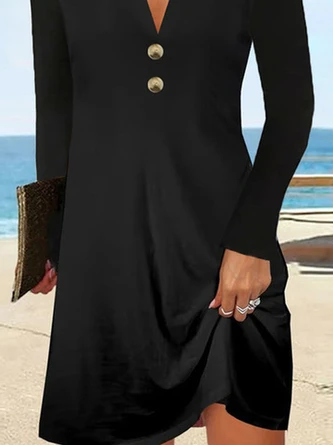 Plus Size Plain Jersey Casual Loose Dress 3 Plus Size Plain Jersey Casual Loose Dress - Image 3