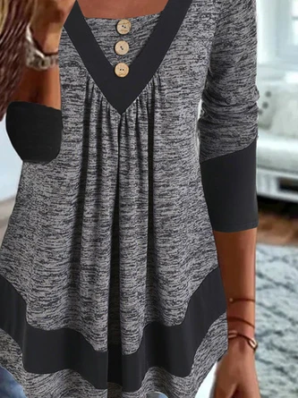 V Neck Plain Loose Top Tunic 3 V Neck Plain Loose Top Tunic - Image 3