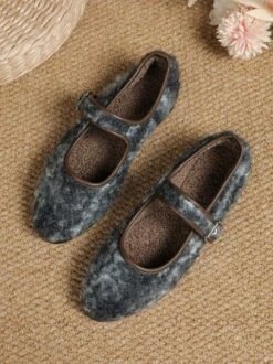 Casual Wool-blend Ombre Adjustable Buckle Mary Jane Shoes -Zolucky Sales Store 7f060529fc3ae22e1299523809ac5ee2