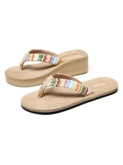 Women Multicolor Braided Beach Flip-Flops -Zolucky Sales Store 7fc28d3ab6914d7c56207d0c85c653dd