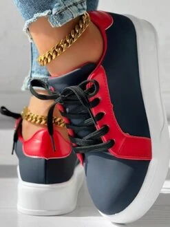 All Season Pu Contrast Stitching Casual Skate Shoes -Zolucky Sales Store 80abb570759c6bec75f8d666c4287829