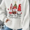 Plus Size Christmas Casual Pocket Stitching Holiday H-Line Jacquard Hoodie
