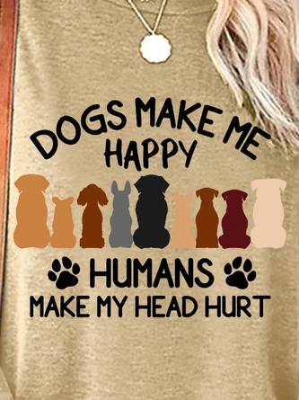 Dogs Make Me Happy Humans Make My Head Hurt Women's Long Sleeve T-Shirt 2 Dogs Make Me Happy Humans Make My Head Hurt Women's Long Sleeve T-Shirt - Image 2