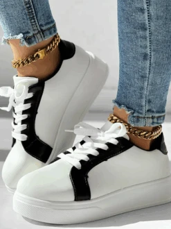 All Season Pu Contrast Stitching Casual Skate Shoes -Zolucky Sales Store 81751b48bf6865bf9327a58a25c44606