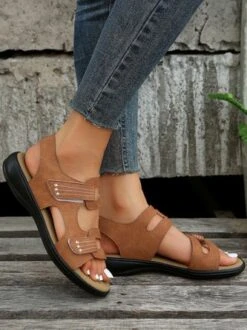 Vintage Embroidery Hook And Loop Comfy Sole Flat Sandals -Zolucky Sales Store 821e8f9500d93485534e9304288ade33