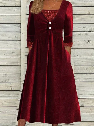 Christmas Crew Neck Velvet Loose Casual Dress 1 Christmas Crew Neck Velvet Loose Casual Dress
