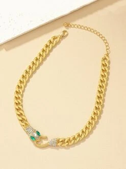 Rhinestone Snake Necklace Fashion Party Metal Chain Choker -Zolucky Sales Store 8299caaecf5b70fd4dc2a40522429144
