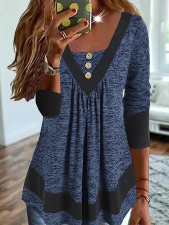 V Neck Plain Loose Top Tunic 4 V Neck Plain Loose Top Tunic - Image 4