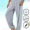 Plus Size Casual Loose Cotton-Blend Plain Pants