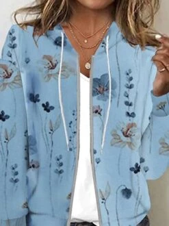 Floral Loose Casual Hoodie Jacket -Zolucky Sales Store 833a346a52355c72b8984ded3eaa0bca