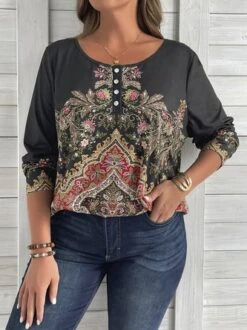 Plus Size Crew Neck Ethnic T-Shirt 7 Plus Size Crew Neck Ethnic T-Shirt -Zolucky Sales Store 833de3211975accddd7c5ce4b72bedc2