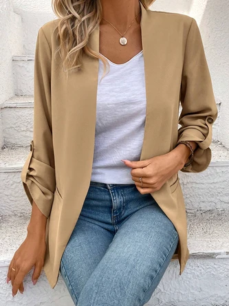 Casual Adjustable Sleeve Plain Blazer 2 Casual Adjustable Sleeve Plain Blazer - Image 2