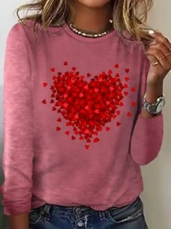 Women‘s Heart Simple Cotton-Blend Long Sleeve Top 8 Women‘s Heart Simple Cotton-Blend Long Sleeve Top -Zolucky Sales Store 834da4c2433bce88430e16a453d41cff