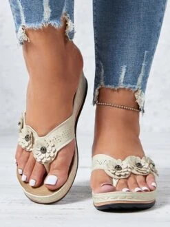 Vintage Floral Casual Wedge Flip-Flops -Zolucky Sales Store 8380ebf6fac8f7dbeb9b2746e5d758dd