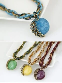 Peacock Rhinestone Beads Pendant Necklaces -Zolucky Sales Store 838ddbd952351b06124b48018436f17a