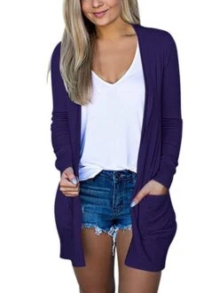 Jersey Loose Pocket Stitching Plain H-Line Casual Long Sleeve Kimono -Zolucky Sales Store 83bcd36c4fbaf2f9ea287e47af2384fd