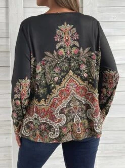 Plus Size Crew Neck Ethnic T-Shirt 9 Plus Size Crew Neck Ethnic T-Shirt -Zolucky Sales Store 8400070290d78b089e15c10222e9a31a