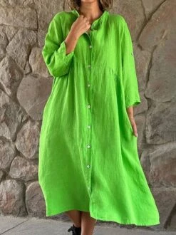 Cotton Casual Loose Plain Dress -Zolucky Sales Store 84649906782c800c27e46d9018b65127