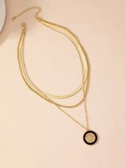 Stylish Color-block Embossed Coin Multi-layer Necklace -Zolucky Sales Store 853e823d088d3fd9b0f7dd6f405aaa96