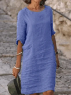 Crew Neck Casual Dress