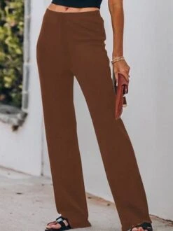 Plain Daily Jersey Casual H-Line Wide Leg Long Pants -Zolucky Sales Store 85e687ae5a583bc5a0ee19138de19599