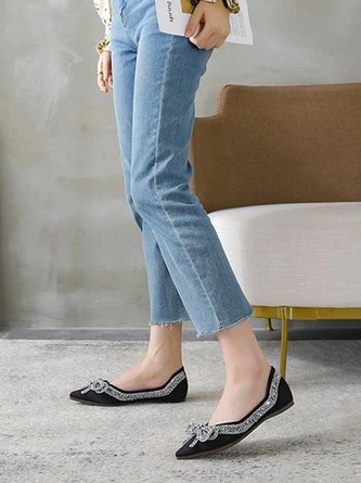 Sparkling Rhinestone Bowknot Fashion Flat Shallow Shoes 4 Sparkling Rhinestone Bowknot Fashion Flat Shallow Shoes - Image 4