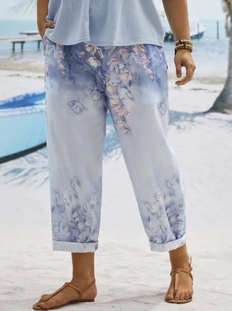 Plus Size Floral Casual Casual Pants 2 Plus Size Floral Casual Casual Pants - Image 2