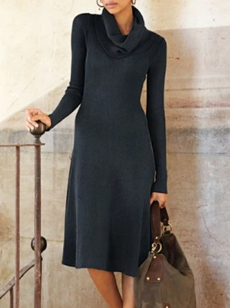 Casual Plain Loose Long Sleeve Dress 1 Casual Plain Loose Long Sleeve Dress