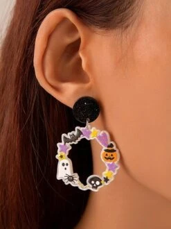Halloween Cartoon Pumpkin Cat Acrylic Dangle Earrings -Zolucky Sales Store 86fb49a963e15ba762d1538c5d075f5c