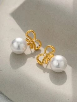 Elegant Bowknot Imitation Pearl Party Dangle Earrings -Zolucky Sales Store 86fb8d65748292d89efbbe5f78b0e6f9