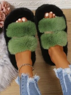 Casual Color Block Double Strap Fluffy Slippers 25 Casual Color Block Double Strap Fluffy Slippers -Zolucky Sales Store 872e6cf248eebd29528be78dfbd9e032
