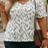 Plus Size Jersey Loose Lace-Up Casual Shirt