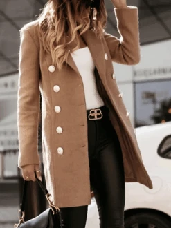 Casual Plain Long Sleeve Buckle Coat -Zolucky Sales Store 876f91ee540a8e160ed689758a170a2c