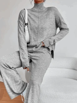 Plain Turtleneck Loose Casual Two-Piece Set -Zolucky Sales Store 8798ea3d574897181b8e912367add5f7