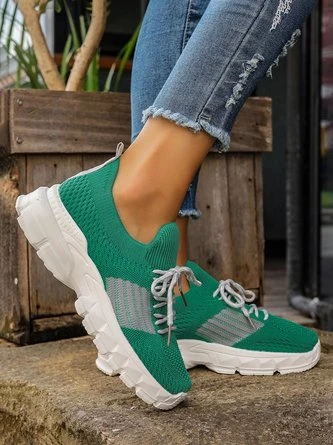 Women's Color Block Slip On Breathable Thick Bottom Sneakers 3 Women's Color Block Slip On Breathable Thick Bottom Sneakers - Image 3