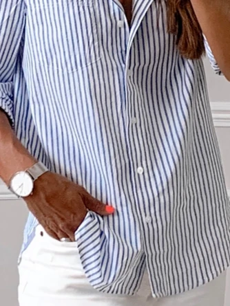 Plus Size Striped Casual Blouse 3 Plus Size Striped Casual Blouse - Image 3