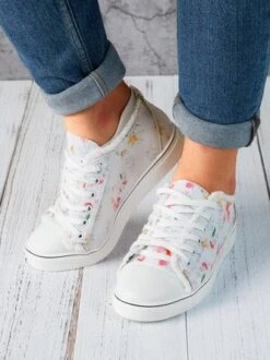 Lightweight Breathable Wear-Resistant Floral Lace-Up Sneakers Canvas Shoes -Zolucky Sales Store 89327570ed5aa34a0749564637020734
