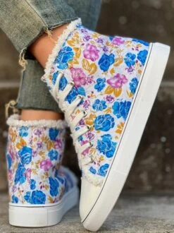 Casual Blue Floral Faux Fur Lined High Top Canvas Shoes 15 Casual Blue Floral Faux Fur Lined High Top Canvas Shoes -Zolucky Sales Store 894bd6916e4da73be788f981db11de33