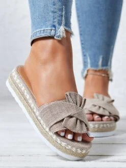 Women Casual Daily Comfy Bowknot Slip On Sandals -Zolucky Sales Store 897e4eee61dcfad0c6739ff07c4a3195