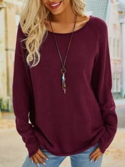 Solid Casual Shift Knitted Sweater -Zolucky Sales Store 8993a5fc77ad1071a2d3b2c5d4000f6e